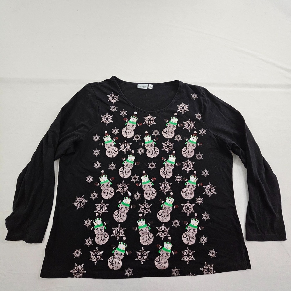 Snowmen Chirstmas Kim Rogers Women Black Long Sleeve T-Shirt Women's 3XL
